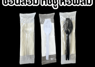 ช้อนส้อมห่อฟิลม์+ทิชชู่